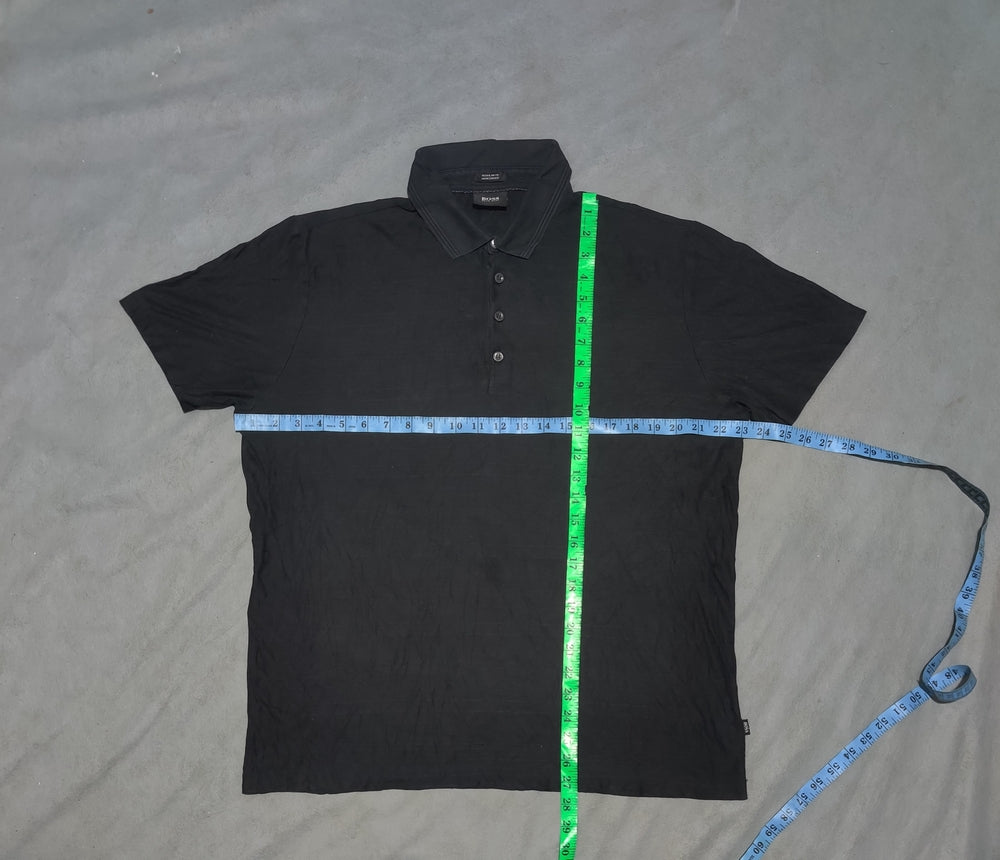 Hugo Boss Men Black Cotton Polo T Shirt XL