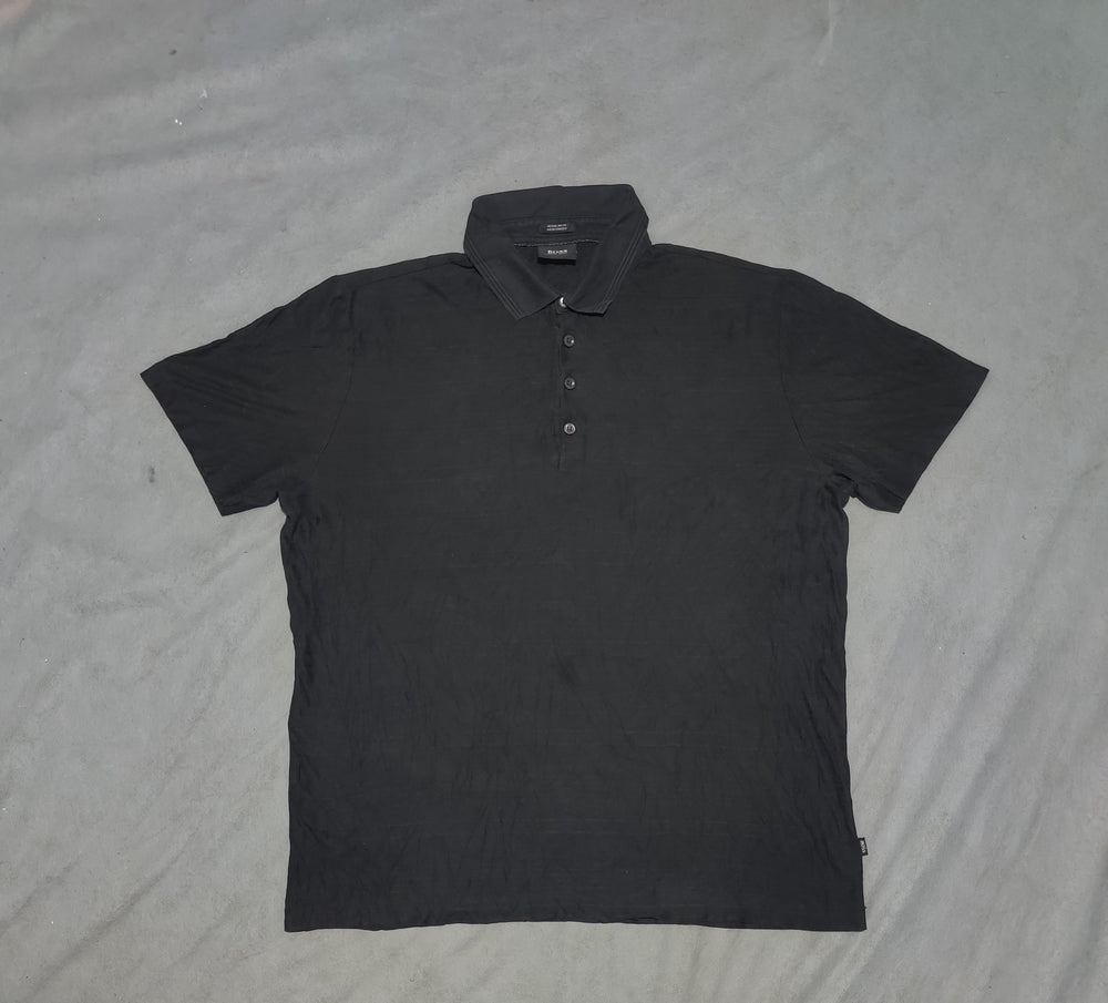 Hugo Boss Men Black Cotton Polo T Shirt XL