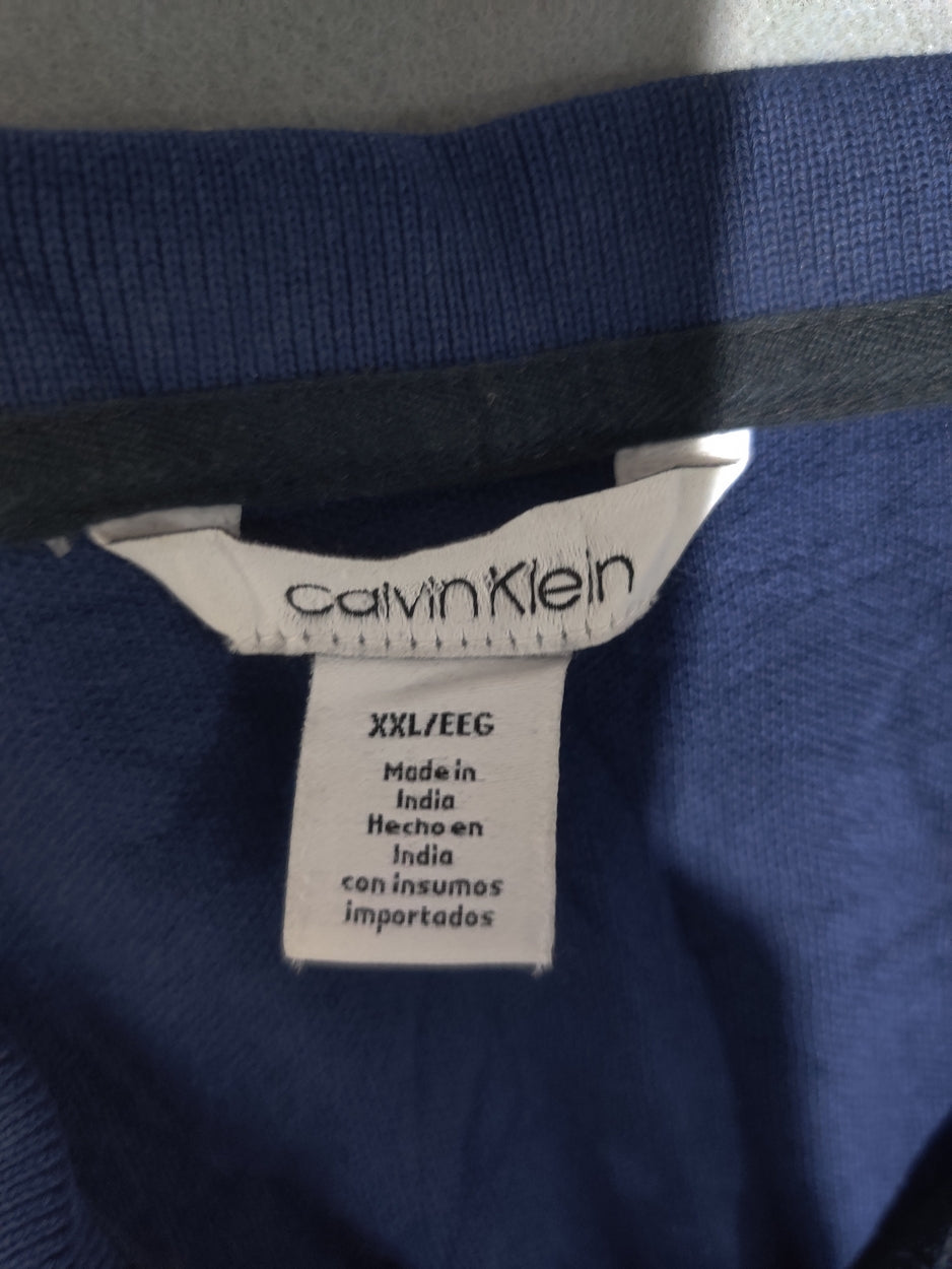 Calvin Klein Men Black Cotton Polo T Shirt 2XL