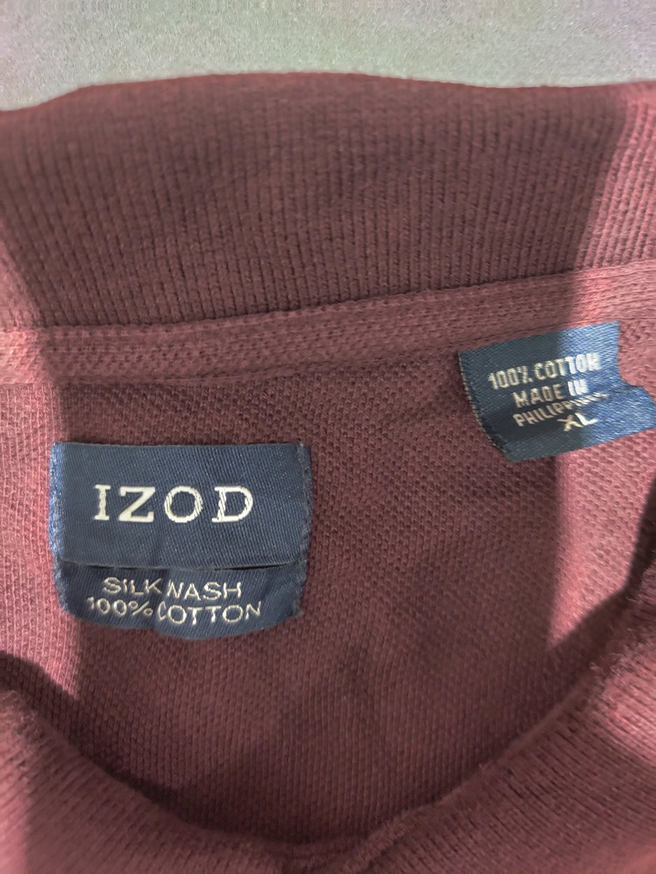 Izod Men Maroon Cotton Polo T Shirt XL