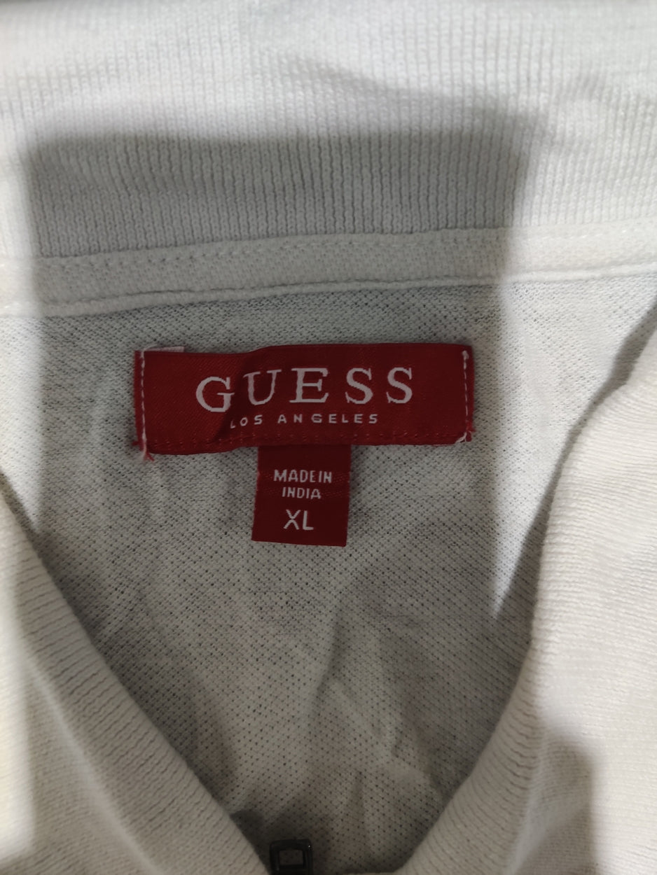 Guess Men Black Cotton Polo T Shirt XL