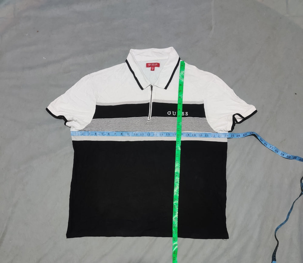 Guess Men Black Cotton Polo T Shirt XL