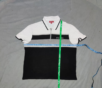 Guess Men Black Cotton Polo T Shirt XL