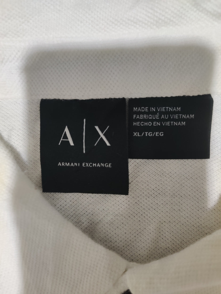 Armani Exchange Men White Cotton Polo T Shirt XL