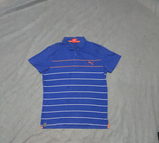 Puma Men Blue Cotton Polo T Shirt S
