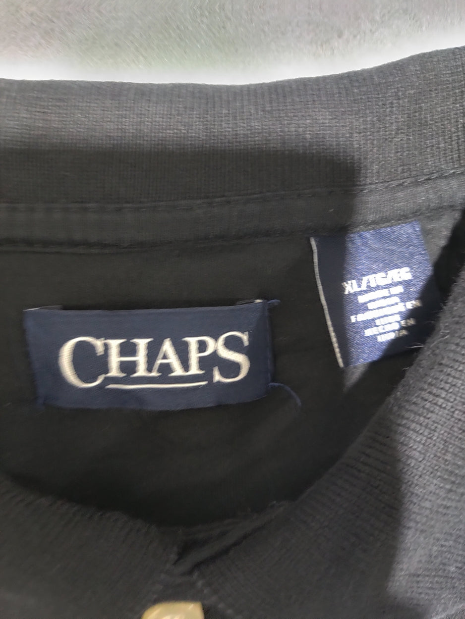 Chaps Men Black Cotton Polo T Shirt XL