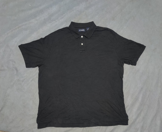 Chaps Men Black Cotton Polo T Shirt XL