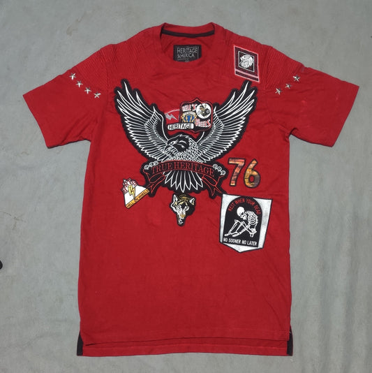 Heritage America Men Cotton Red Baggy T Shirt XL