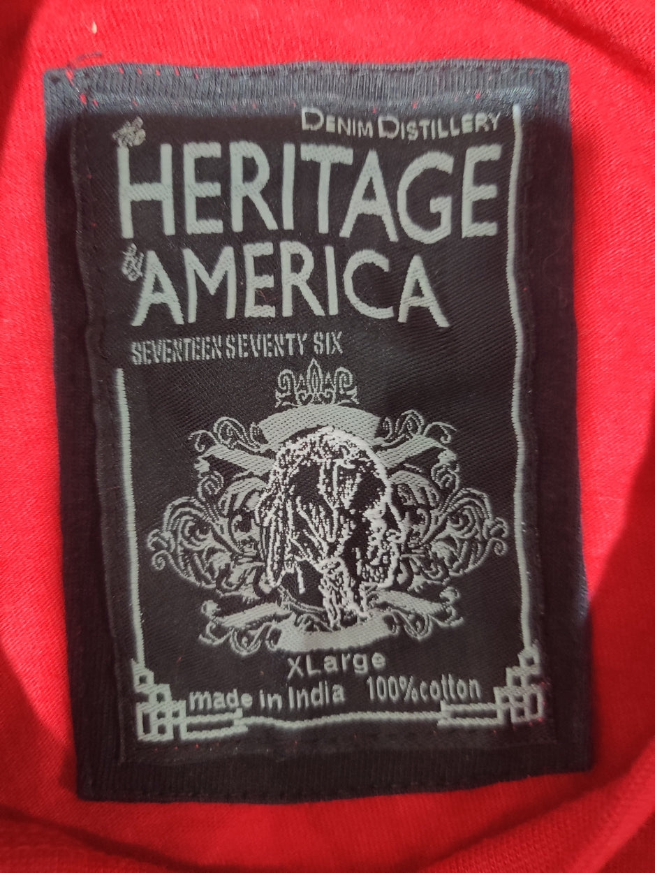 Heritage America Men Cotton Red Baggy T Shirt XL