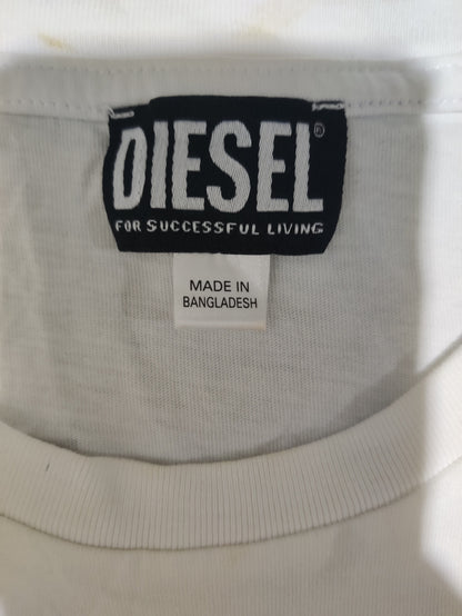 Diesel Men Cotton White T Shirt M