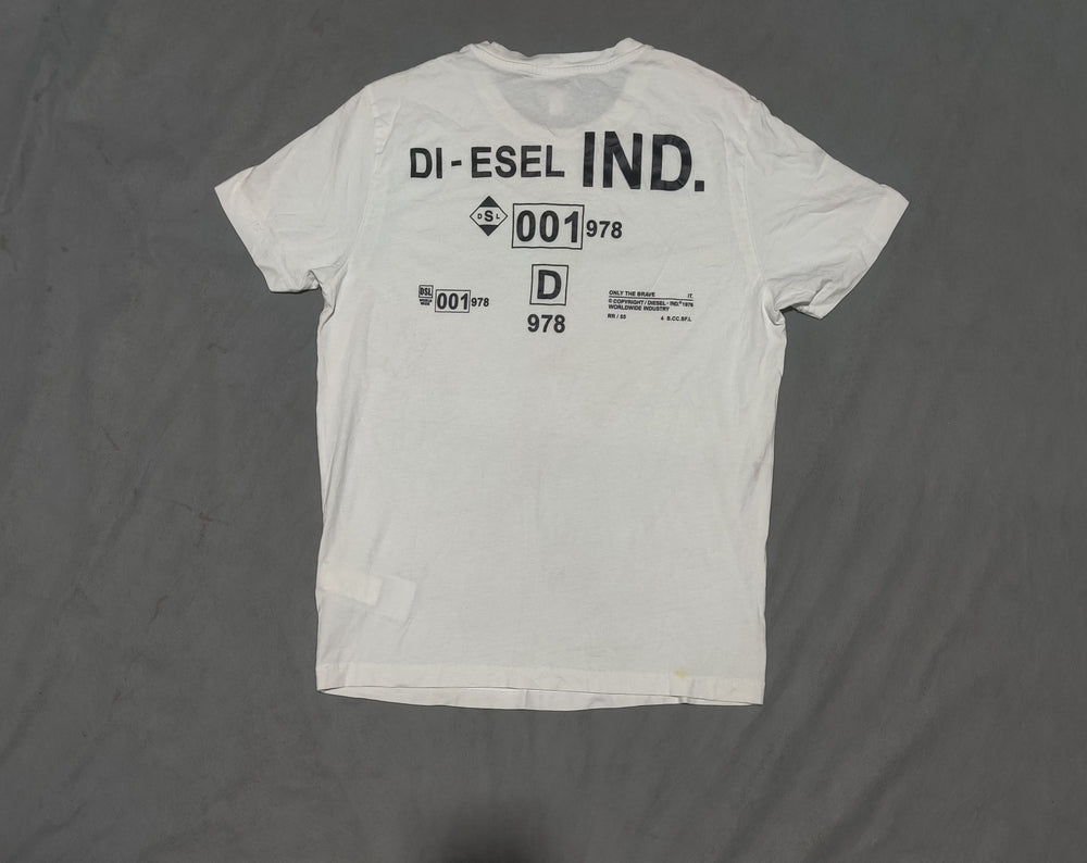Diesel Men Cotton White T Shirt M