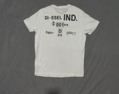 Diesel Men Cotton White T Shirt M