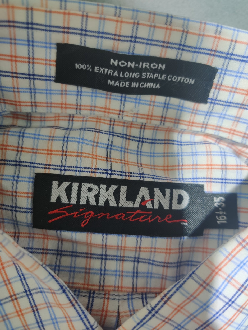 Kirkland Men Cotton Orange Shirt L