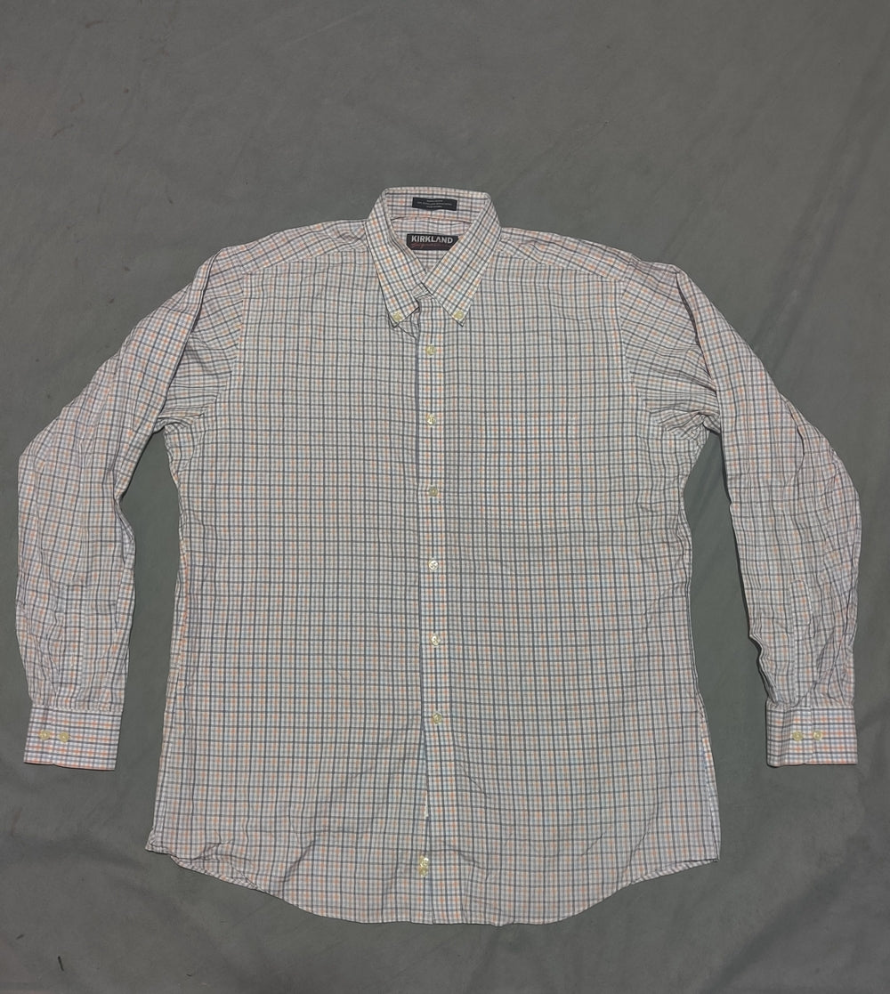 Kirkland Men Cotton Orange Shirt L