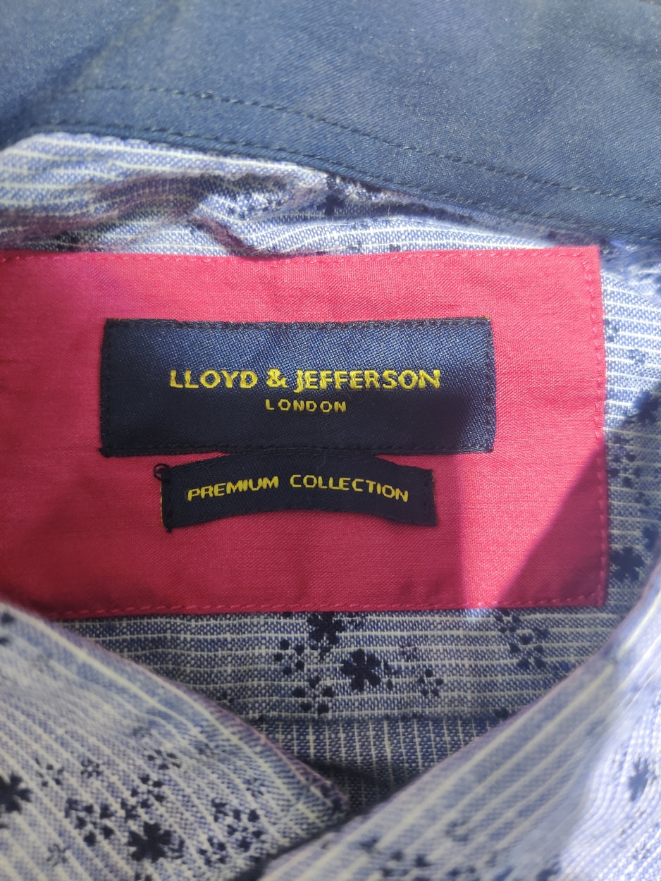 Lloyd & Jefferson Men Cotton Blue Shirt L