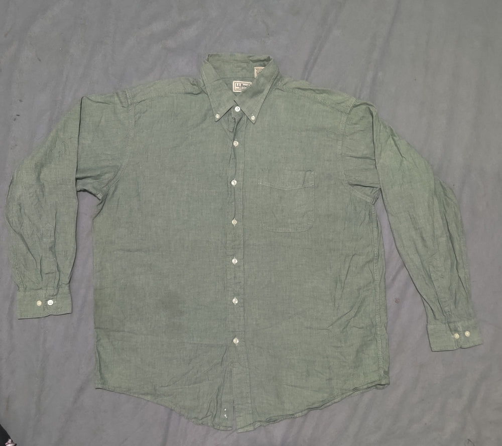 L.L.Bean Men Cotton Green Shirt XL