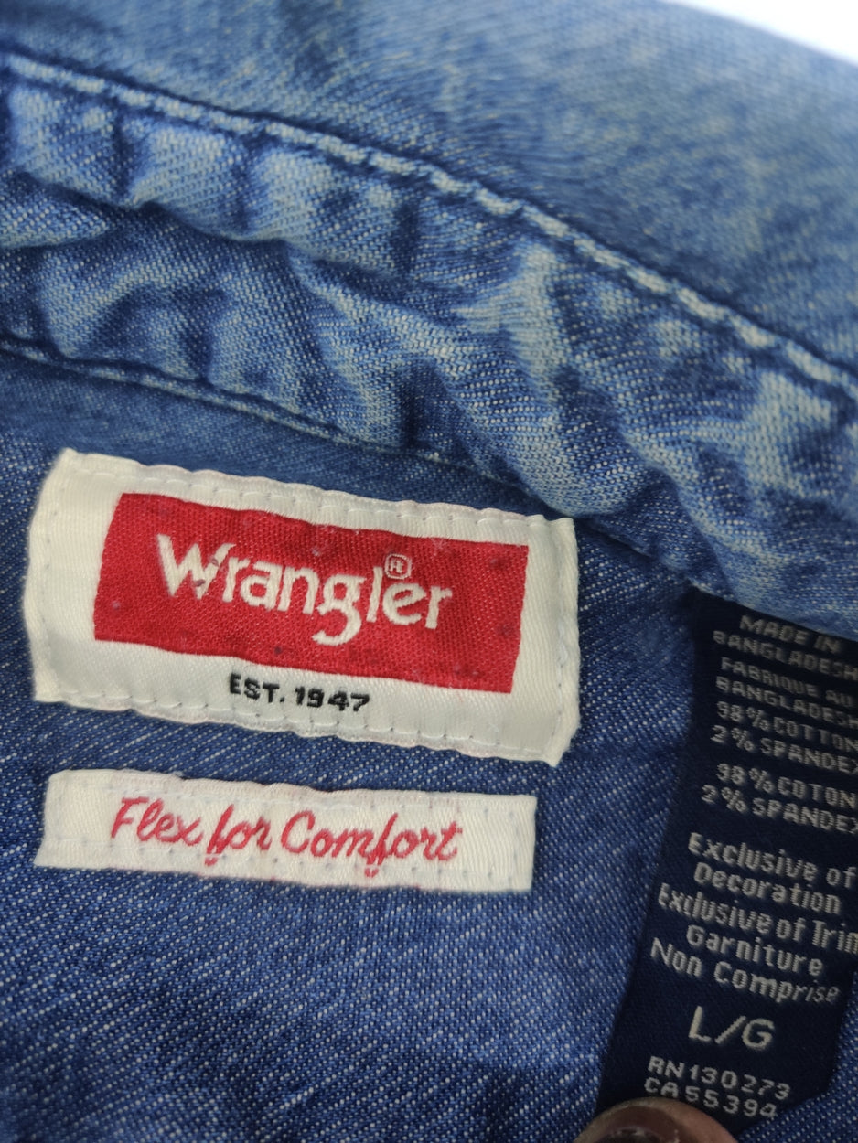 Wrangler Men Denim Blue Shirt L