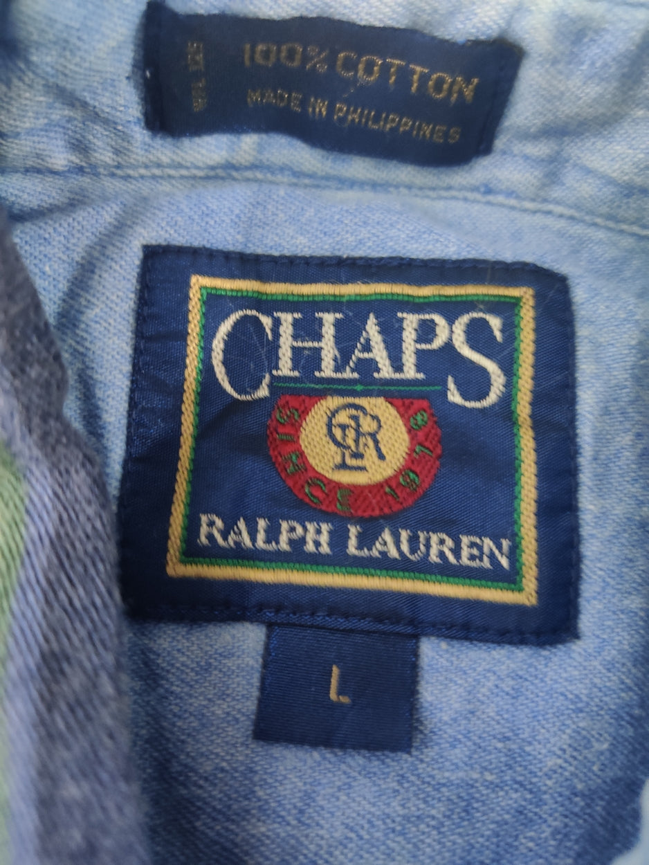 Chaps Men Cotton Blue Shirt L
