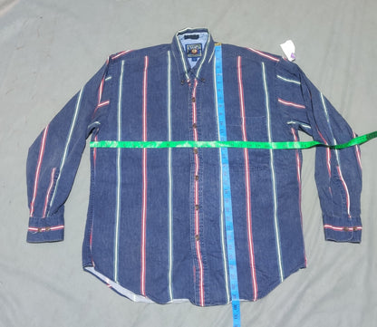 Chaps Men Cotton Blue Shirt L