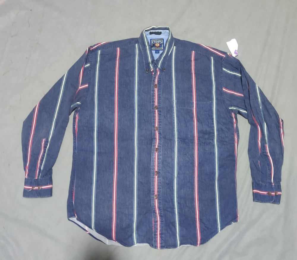 Chaps Men Cotton Blue Shirt L
