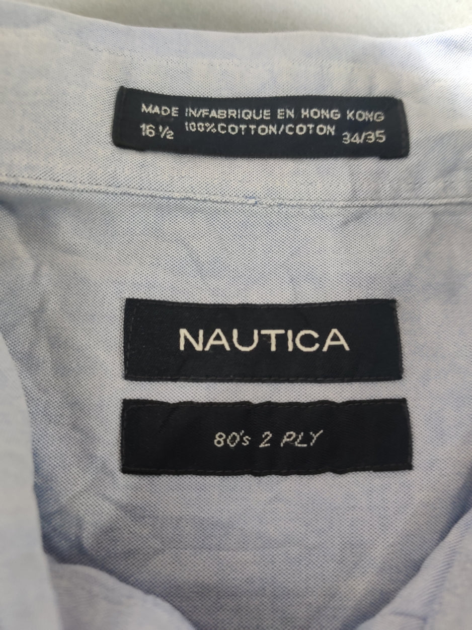 Nautica Men Cotton Blue Shirt L
