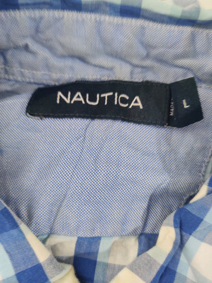 Nautica Men Cotton Blue Shirt L