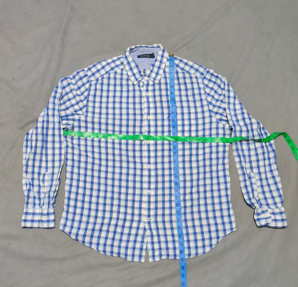 Nautica Men Cotton Blue Shirt L