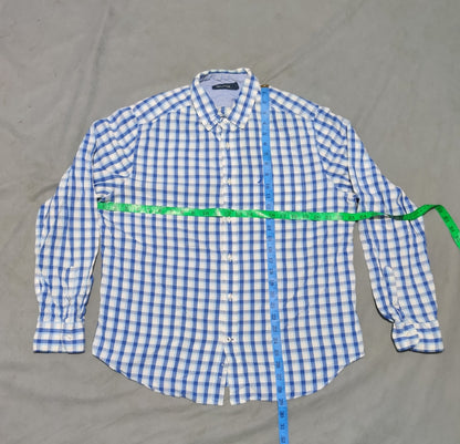 Nautica Men Cotton Blue Shirt L