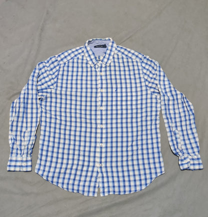 Nautica Men Cotton Blue Shirt L