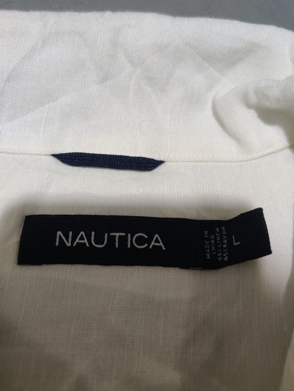 Nautica Men Cotton White Shirt L