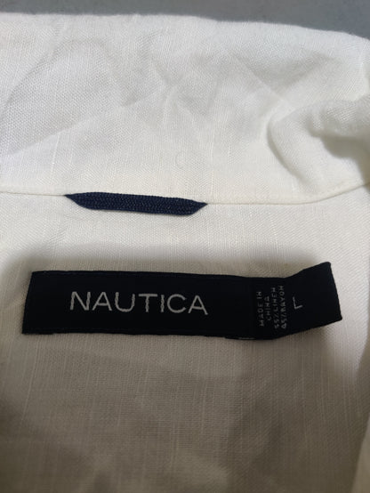 Nautica Men Cotton White Shirt L