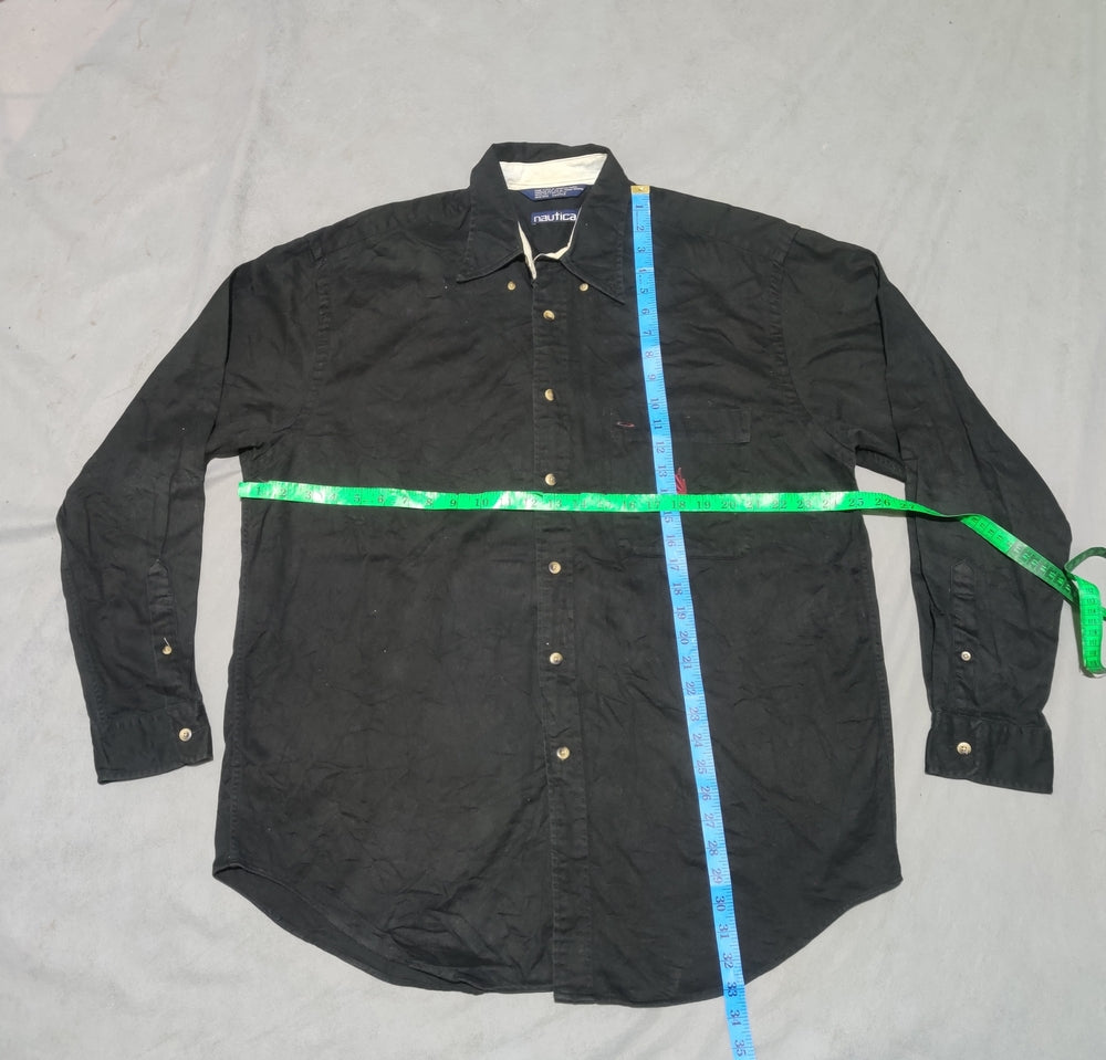 Nautica Men Cotton Black Shirt L