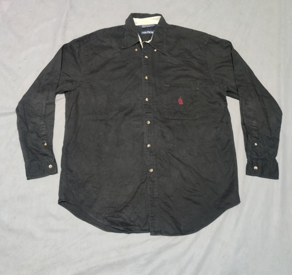 Nautica Men Cotton Black Shirt L