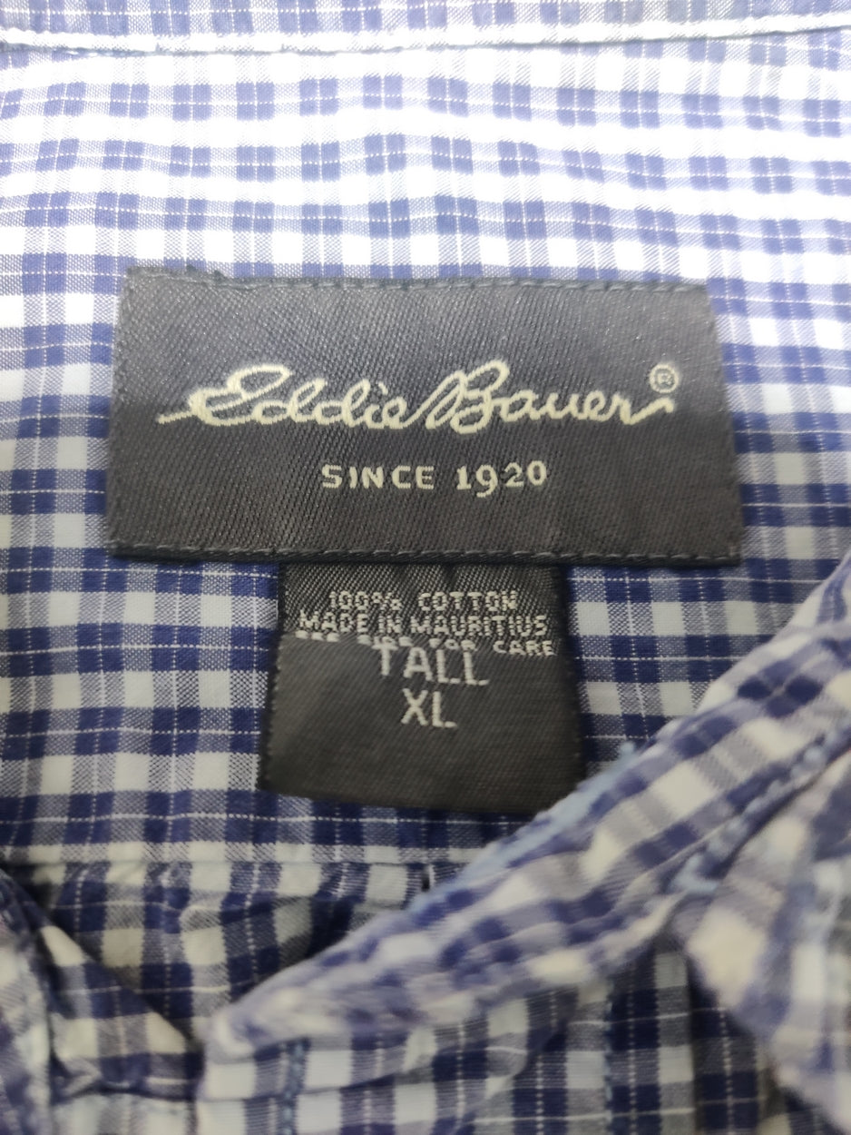 Eddie Bauer Men Cotton Blue Shirt XL