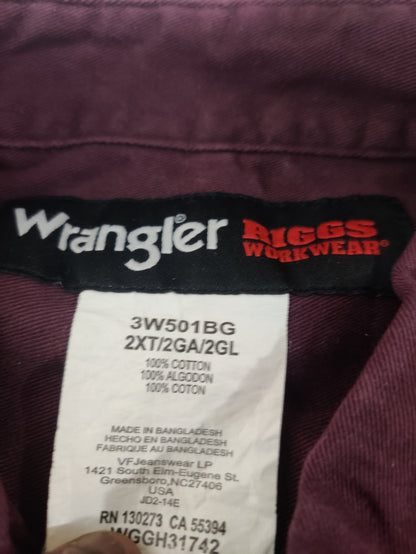 Wrangler Men Cotton Maroon Shirt 2XL