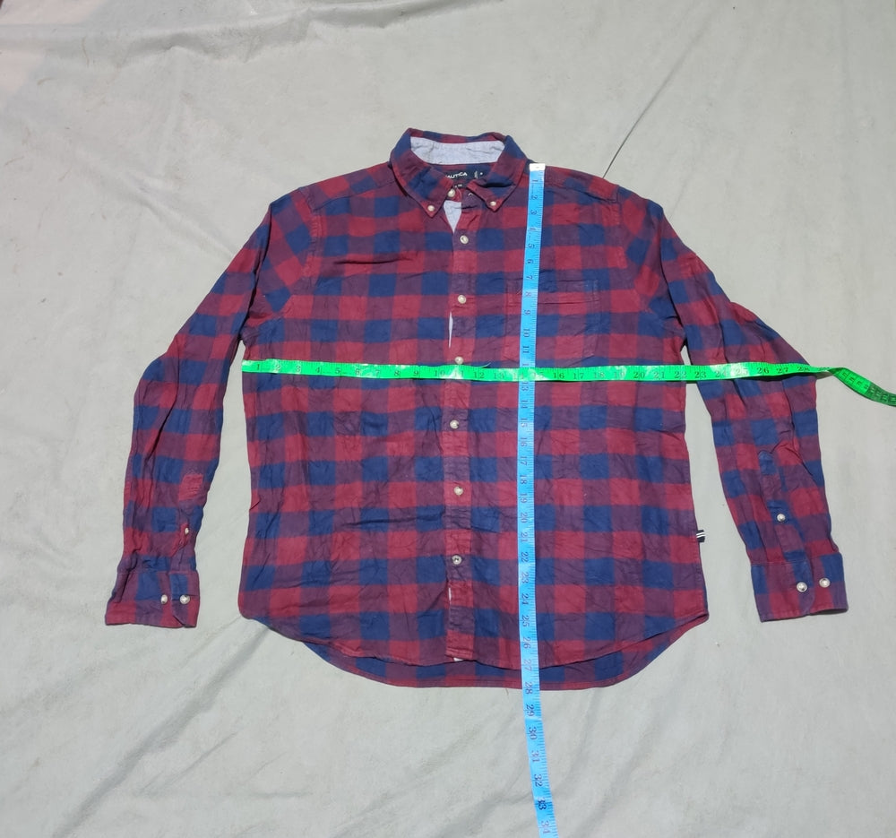 Nautica Men Cotton Maroon Shirt M
