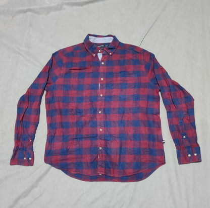 Nautica Men Cotton Maroon Shirt M