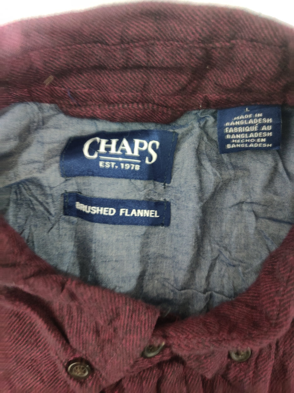 Chaps Men Cotton Maroon Shirt L