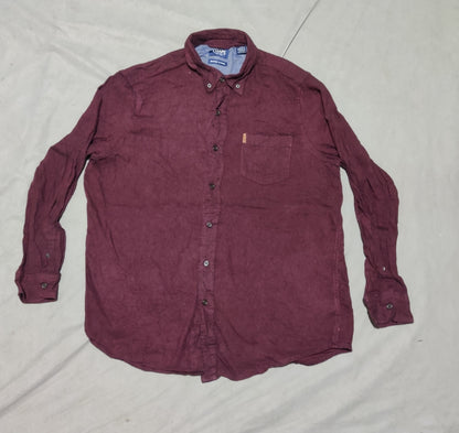 Chaps Men Cotton Maroon Shirt L