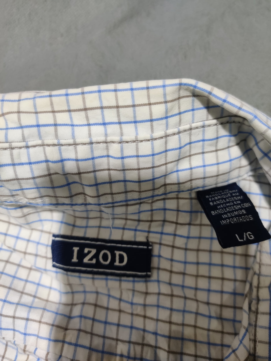 Izod Men Cotton Blue Shirt L