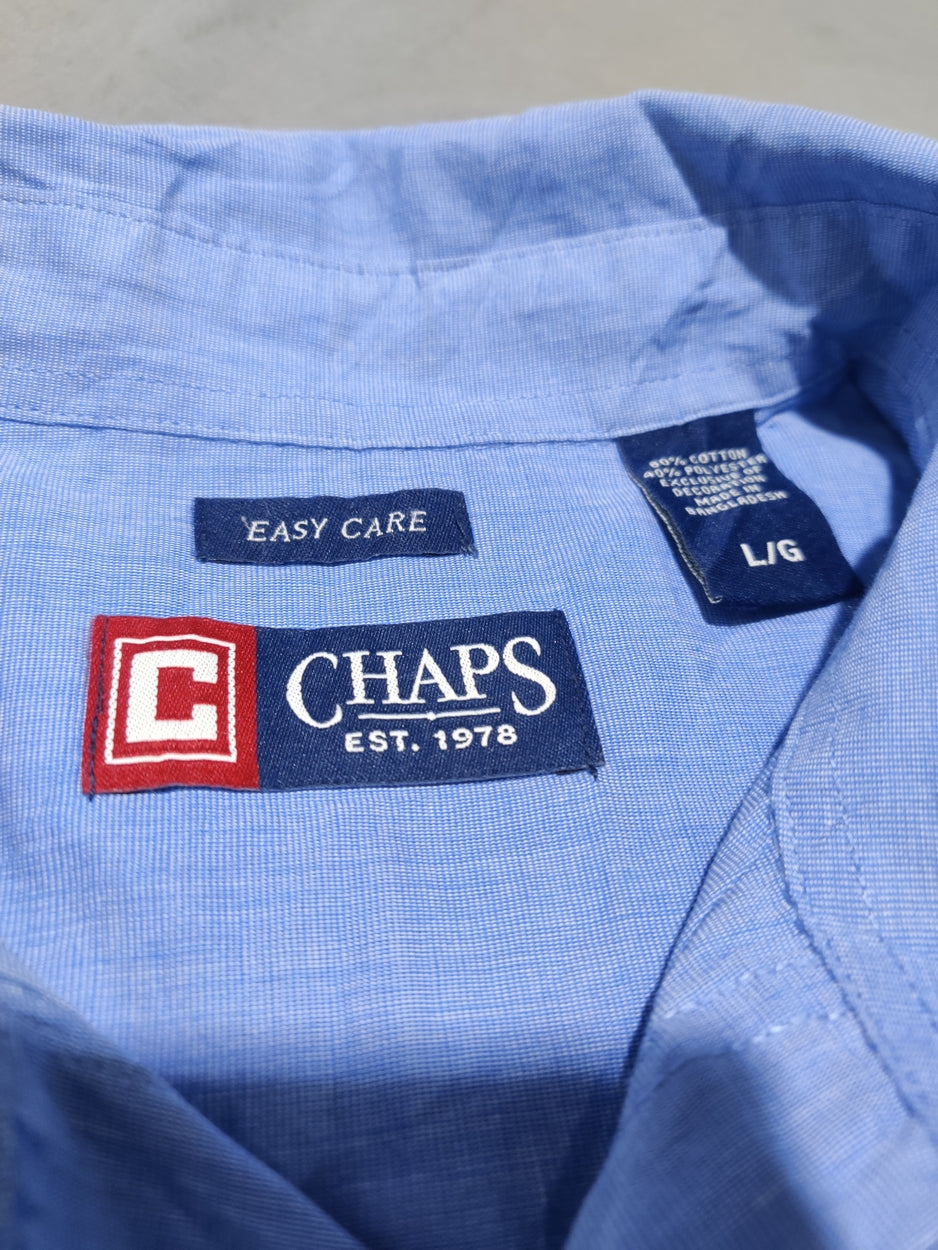 Chaps Men Cotton Blue Shirt L