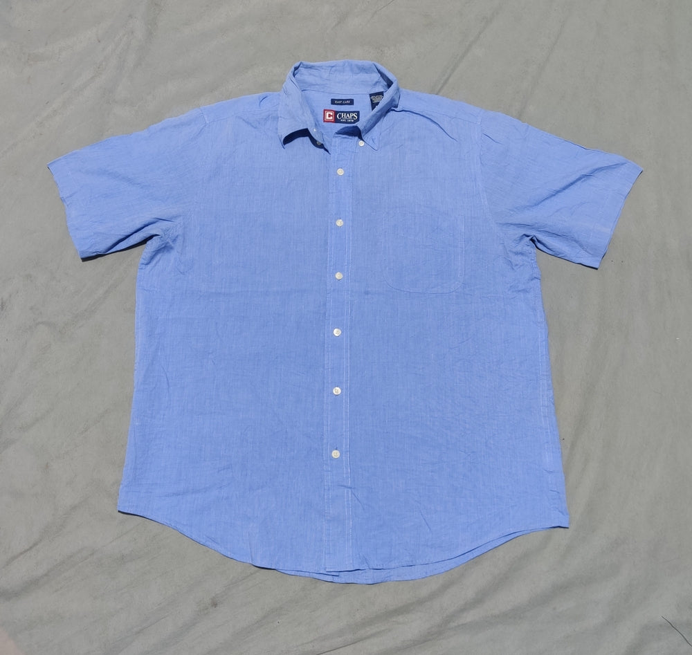 Chaps Men Cotton Blue Shirt L