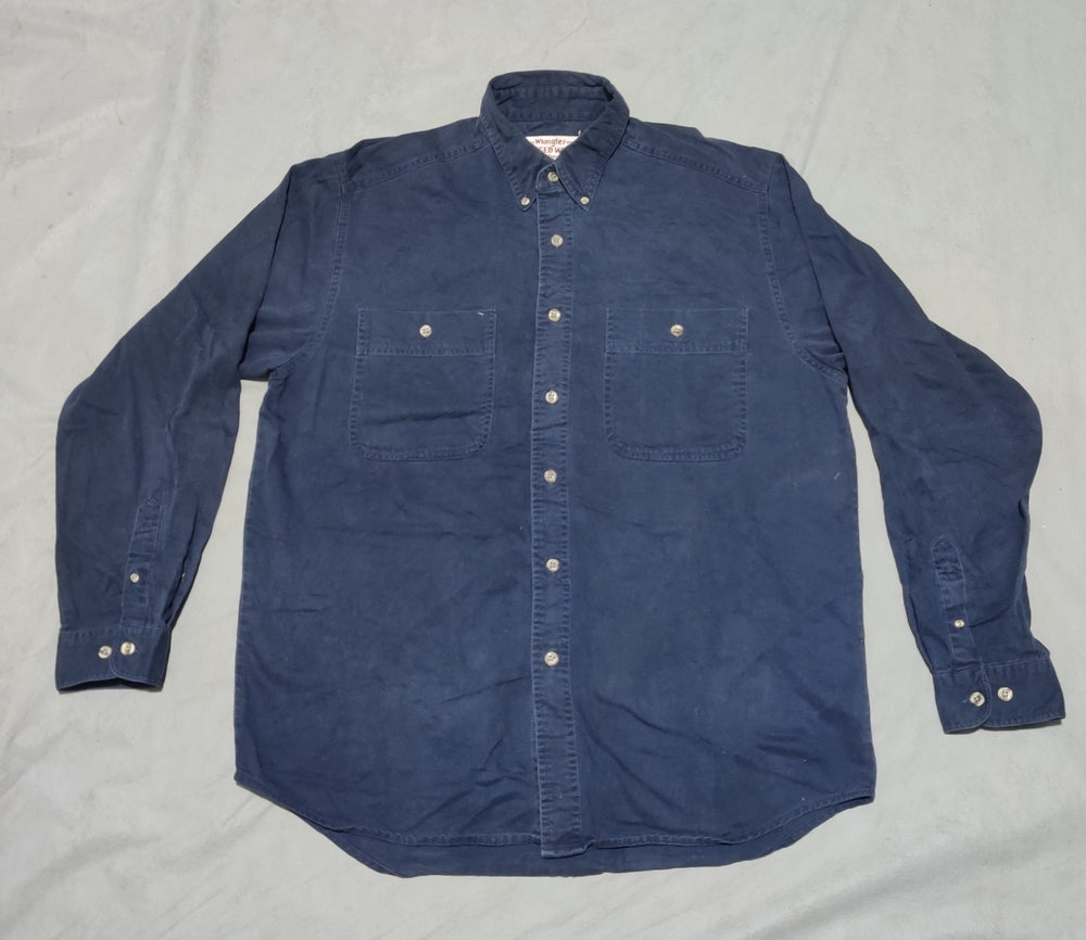 Wrangler Men Cotton Blue Shirt L
