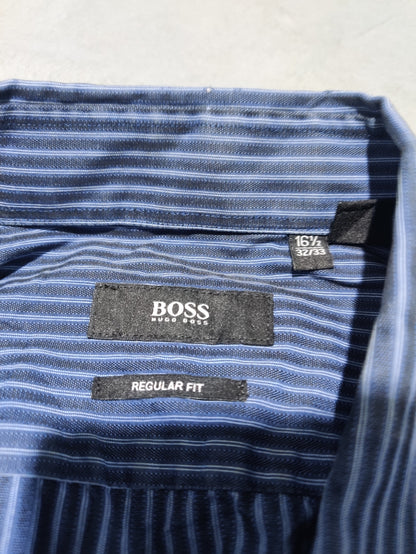 Hugo Boss Men Cotton Blue Shirt L