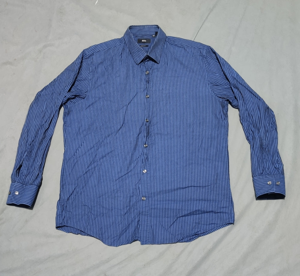 Hugo Boss Men Cotton Blue Shirt L