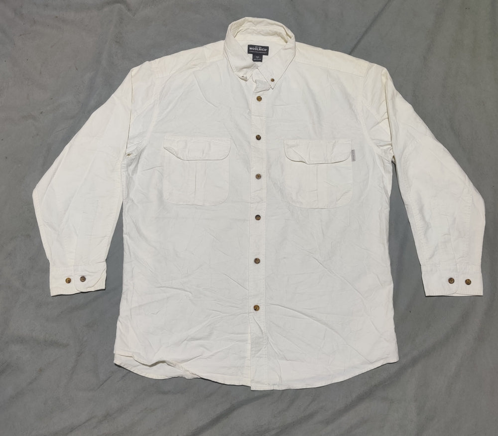 Wool Rich Men Cotton Cream Shirt L