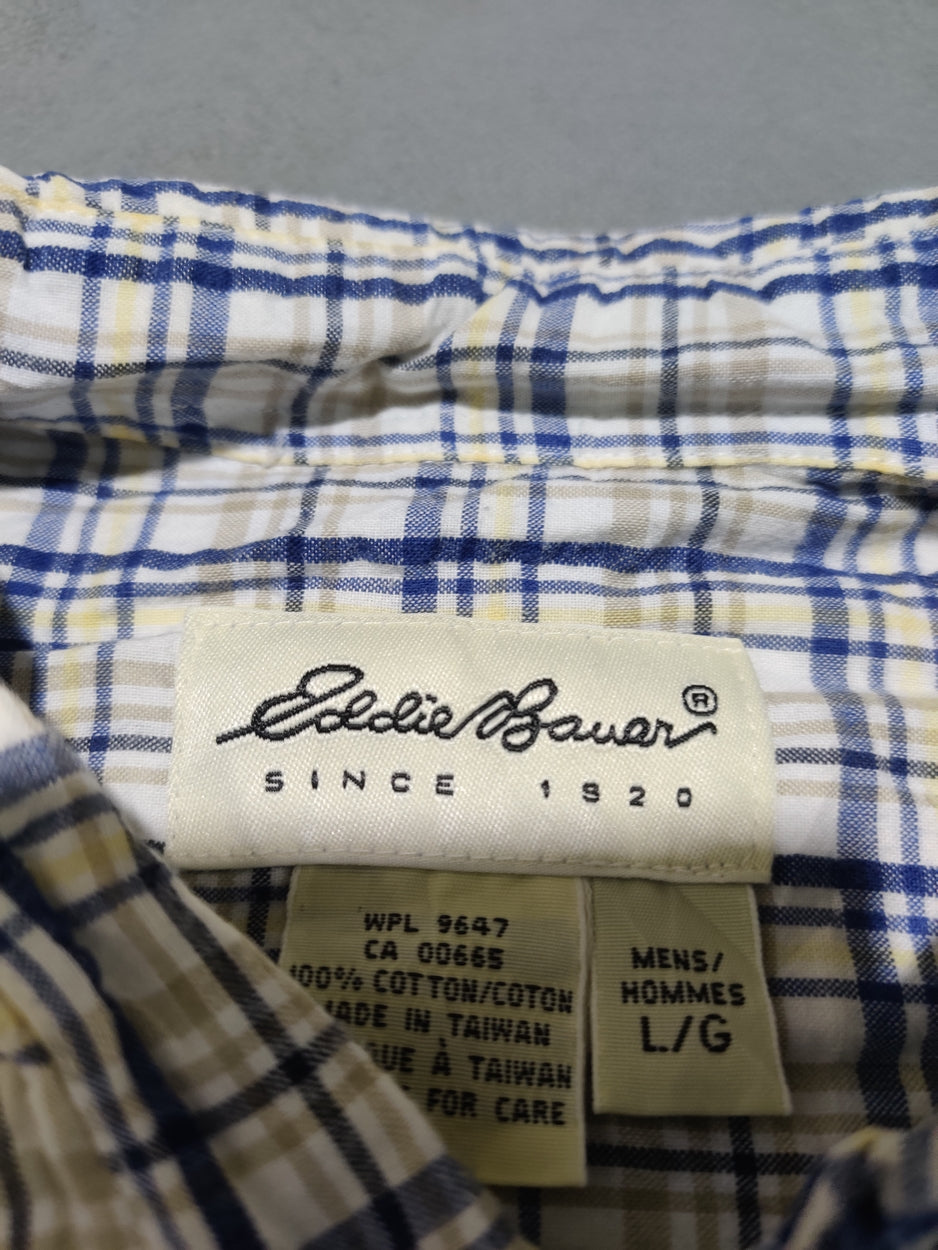 Eddie Bauer Men Cotton Blue Shirt L