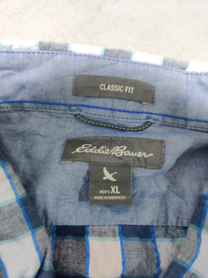Eddie Bauer Men Cotton Blue Shirt XL
