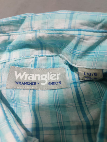 Wrangler Men Cotton Blue Shirt L