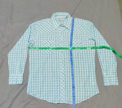 Wrangler Men Cotton Blue Shirt L